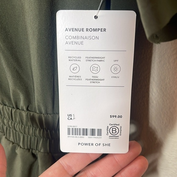 Athleta Avenue Olive Green Romper size small - Picture 3 of 9